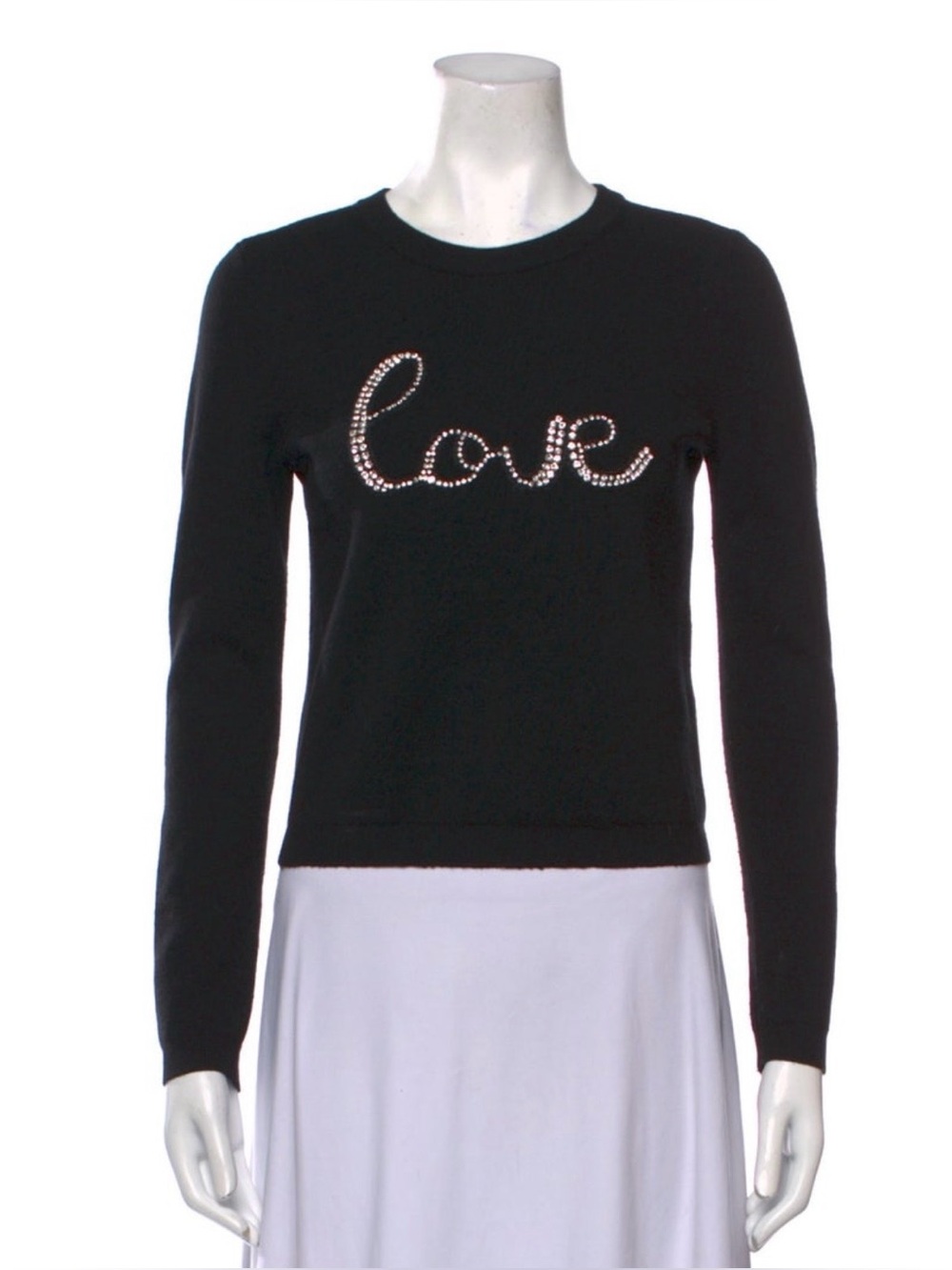 Alice + Olivia Black Rhinestone 'Love' Cropped Crewneck Sweater. So cute!